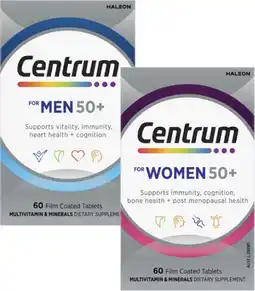 Coles Centrum For Men or Women 50+ Multivitamin Tablets 60 Pack offer