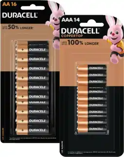 Coles Duracell Coppertop Batteries AA 16 Pack or AAA 14 Pack offer