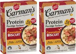 Coles NEW Carman's Protein Porridge Sachets Caramelised Biscuit offer