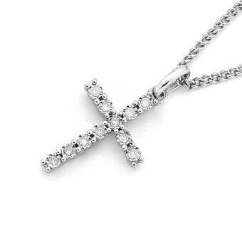 Prouds 9ct White Gold Diamond Cross Pendant offer