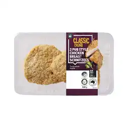 Woolworths Woolworths Pub Style RSPCA Approved Chicken Breast Schnitzel – From the Meat Dept offer