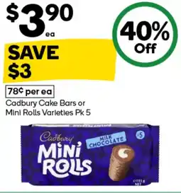 Woolworths Cadbury Cake Bars or Mini Rolls Varieties offer