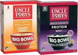 Coles Uncle Tobys Oats Big Bowl Sachets offer