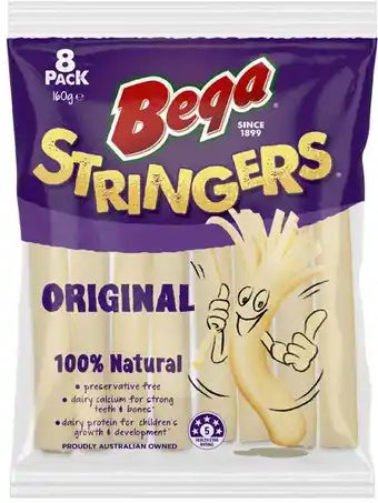 Coles Bega Cheese Stringers 160g offer