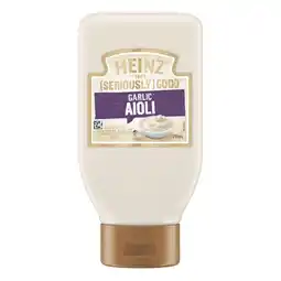 Woolworths Heinz Seriously Good Mayonnaise, Tartare or Aioli 295ml offer