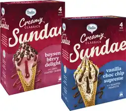 Coles Bulla Creamy Classics Ice Cream Sundae Cones 580mL offer