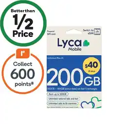 Woolworths Lyca $40 Starter Pack¥ offer