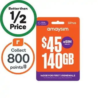 Woolworths Amaysim 45 starter pack offer