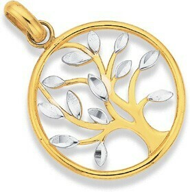 Prouds 9ct Gold Two Tone Tree of Life Circle Pendant offer