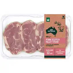 Woolworths Australian Pork Scotch Fillet Steak offer