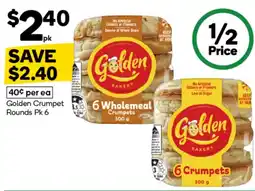 Woolworths Golden Crumpet 6 Wholemeal offer
