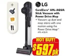 The Good Guys LG CordZero" A9L-AQUA Stick Vacuum with Power Drive Mop offer