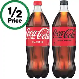 Woolworths Coca-Cola Classic, Zero Sugar or Diet Soft Drink Varieties 1.25 Litre offer