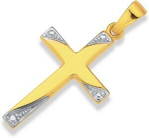 Prouds 9ct Two Tone Gold Cross Pendant offer