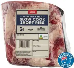 Coles Coles Australian No Added Hormones Beef Slow Cook Short Ribs offer