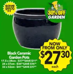Cheap as Chips Black Ceramic Garden Pots offer
