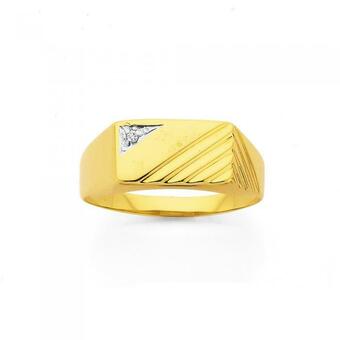 Prouds 9ct Two Tone Gold Diamond Set Gents Rings offer
