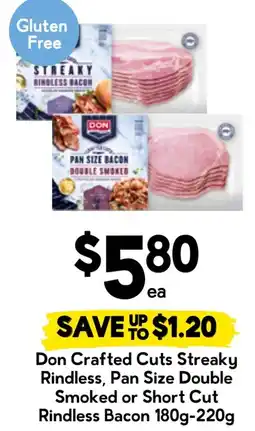 Drakes Don Crafted Cuts Streaky Rindless Pan Size Double Smoked or Short Cut Rindless Bacon offer