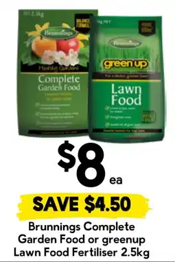 Drakes Brunnings Complete Garden Food or greenup Lawn Food Fertiliser offer