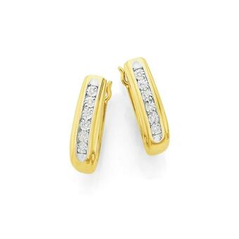 Angus & Coote 9ct Gold Diamond Hoop Earrings offer