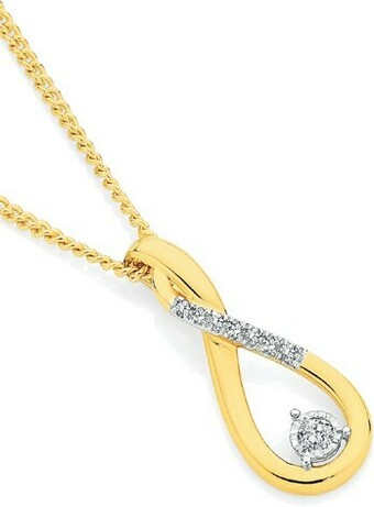 Angus & Coote 9ct Gold Diamond Infinity Pendant offer