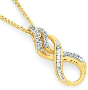 Angus & Coote 9ct Gold Diamond Infinity Pendant offer