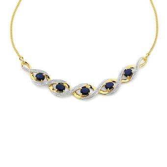 Angus & Coote 9ct Gold Sapphire & Diamond Necklace offer