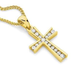 Angus & Coote 9ct Gold Diamond Cross Pendant offer