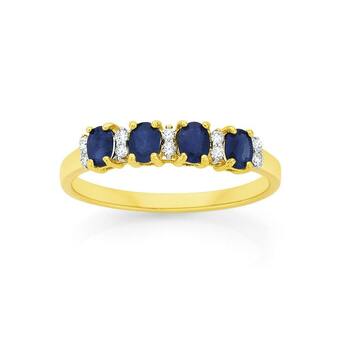 Angus & Coote 9ct Gold Sapphire & Diamond Band offer