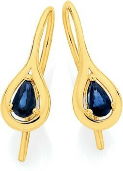 Angus & Coote 9ct Gold Natural Sapphire Drop Earrings offer