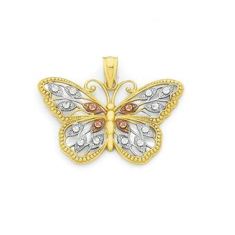 Angus & Coote 9ct Gold Tri Tone Butterfly Pendant offer