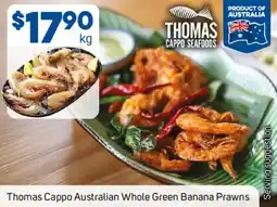 Foodland Thomas Cappo Australian Whole Green Banana Prawns offer