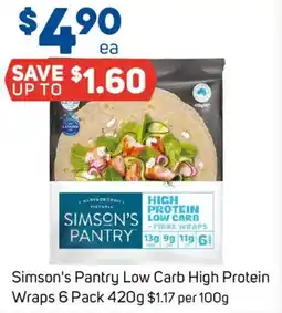 Foodland Simsons Pantry Low Carb High Protein Wraps offer