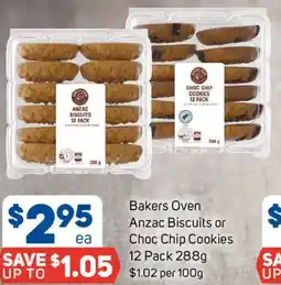 Foodland Bakers Oven Anzac Biscuits or Choc Chip Cookies offer