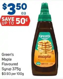 Foodland Greens maple flavoured syrup offer
