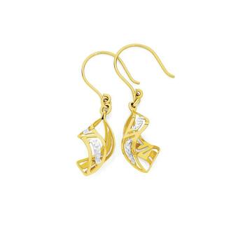 Angus & Coote 9ct Gold Two Tone Spiral Drop Earrings offer