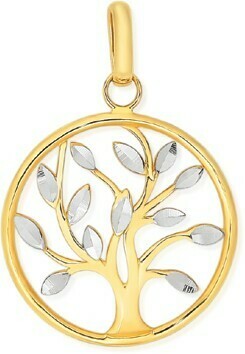 Angus & Coote 9ct Gold Two Tone Diamond-Cut Tree of Life Pendant offer