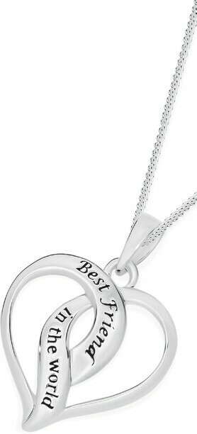 Angus & Coote Sterling Silver Best Friend in the World Heart Pendant offer
