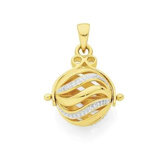Angus & Coote 9ct Gold Two Tone 12mm Spinning Ball Pendant offer