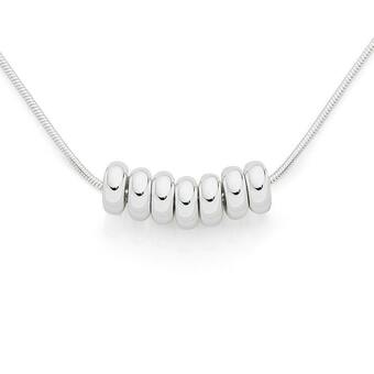 Angus & Coote Sterling Silver 42cm 7 Lucky Rings Necklace offer