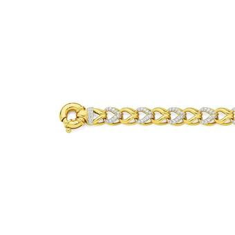 Angus & Coote 9ct Gold 19cm Solid Cubic Zirconia Interlock Bolt Ring Bracelet offer