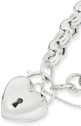 Angus & Coote Sterling Silver Belcher Puff Padlock Bracelet offer