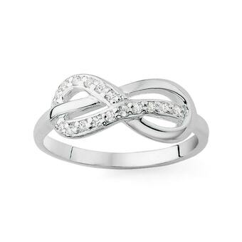 Angus & Coote Sterling Silver Cubic Zirconia Infinity Ring offer