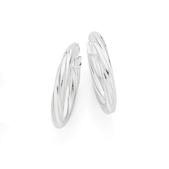 Angus & Coote Sterling Silver 3x15mm Italian Twist Tube Hoops offer