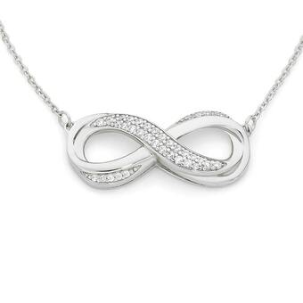 Angus & Coote Sterling Silver Pave Cubic Zirconia Infinity Necklet offer