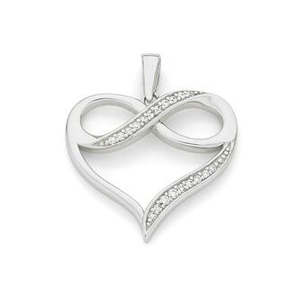 Angus & Coote Sterling Silver Cubic Zirconia Infinity Heart Pendant offer