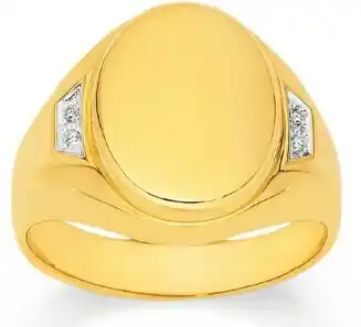 Angus & Coote 9ct Gold Gents Diamond-Set Signet Ring offer
