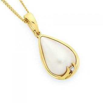 Goldmark 9ct Gold Cultured Mabe Pearl & Diamond Enhancer Pendant offer