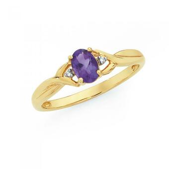 Goldmark 9ct Gold Amethyst & Diamond Ring offer
