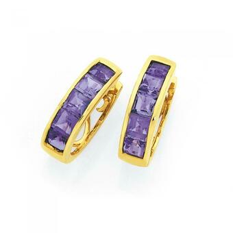 Goldmark 9ct Gold Amethyst Huggies offer